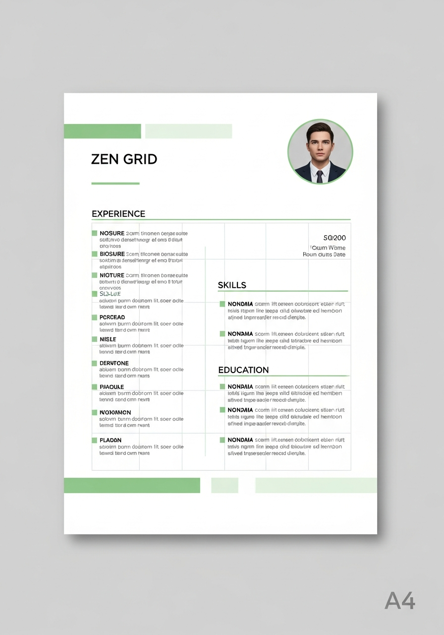 Zen Grid CV template preview