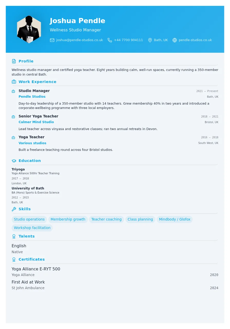 Zen Grid CV template preview